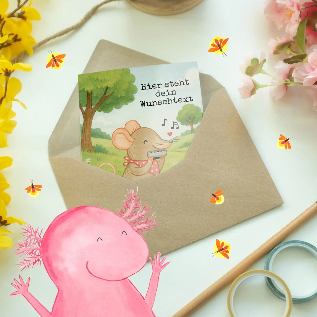 Personalisierte Grußkarte Maus Mundharmonika Design Grußkarte selbst gestalten, Personalisierte Einladungskarte, Grußkarte selber drucken, Grußkarte mit Namen, Personalisierte Glückwunschkarte, Personalisierte Grußkarte, Grußkarte mit persönlichen Nachrichten, Grußkarte als Geldgeschenk, Grußkarten personalisiert, Personalisierte Geburtstagskarte, Personalisiertere Klappkarte, Personalisierte Karte, Personalisierte Hochzeitskarte, Instrumente, Geschenke Musiker, Musikliebhaber, Lagerfeuer, Maus, Gesang, Mundharmonika