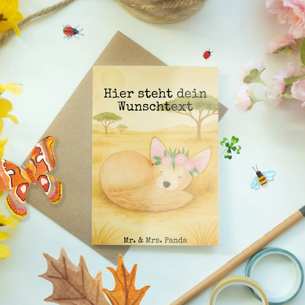 Personalised greetings card desert fox Flower Design Grußkarte selber drucken, Grußkarte mit persönlichen Nachrichten, Grußkarten personalisiert, Grußkarte selbst gestalten, Personalisiertere Klappkarte, Personalisierte Grußkarte, Personalisierte Hochzeitskarte, Personalisierte Karte, Personalisierte Einladungskarte, Personalisierte Glückwunschkarte, Grußkarte als Geldgeschenk, Grußkarte mit Namen, Personalisierte Geburtstagskarte, Afrika, Wildtiere, Wüstenfuchs, Glücklich, Wüste, Blumenkranz, Blumen