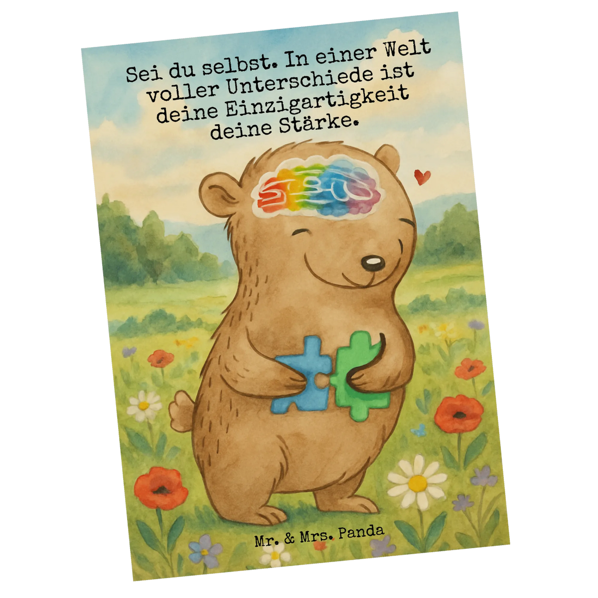 Postcard Bear Autism Design Fotokarte, Grußkarte, Postkarte, Designkarte, einzelkarte, Motivkarte, Ansichtskarten, Kunstkarten, kunstkarte, bildkarte, Ansichtskarte, Postkarten, spruchkarte, Bär, Entwicklungsstörungen, Asperger Autismus, Autismus, ASS, Autismus-Spektrum-Störungen