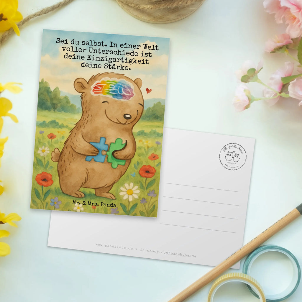 Postkarte Bär Autismus Design Karte, Einladung Geburtstag, Einladung, Postkarte, Geschenkkarte, Geburtstagskarte, Ansichtskarten, Dankeskarte, Ansichtskarte, Grußkarte, Einladungskarten Geburtstag, Einladungskarte, Autismus, Autismus-Spektrum-Störungen, Bär, Entwicklungsstörungen, Asperger Autismus, ASS