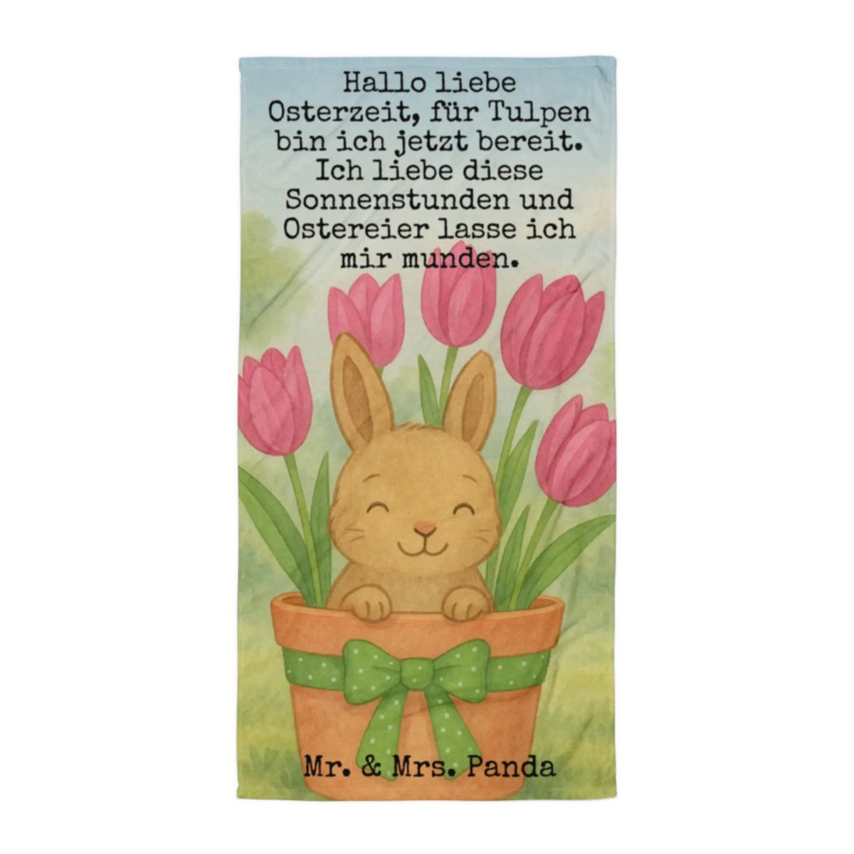 XL bath towel Rabbit Tulips Design Easter bunny