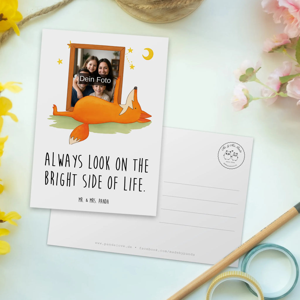 Personalizowana pocztówka ze zdjęciem lis Gwiazdy Design Personalisierte Foto Postkarte, Fuchs, Füchse, tröstende Worte, Spruch positiv, Spruch schön, Romantik, Always Look on the Bright Side of Life