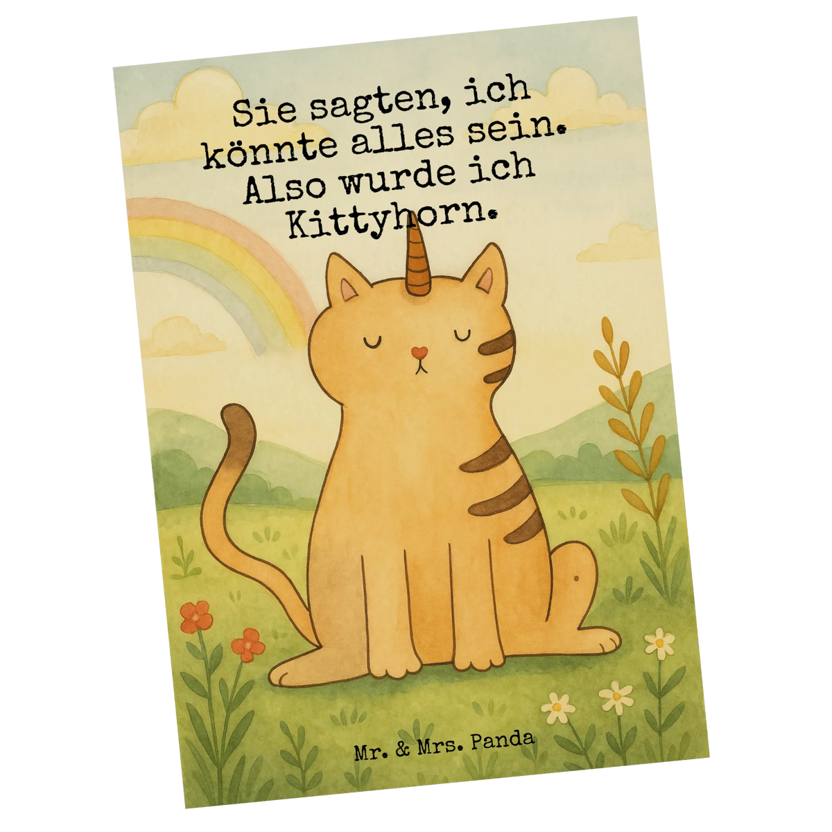 Postcard unicorn Cat Design Kitty, cat lover, cat gift, Kittycorn, Rainbow, cat present