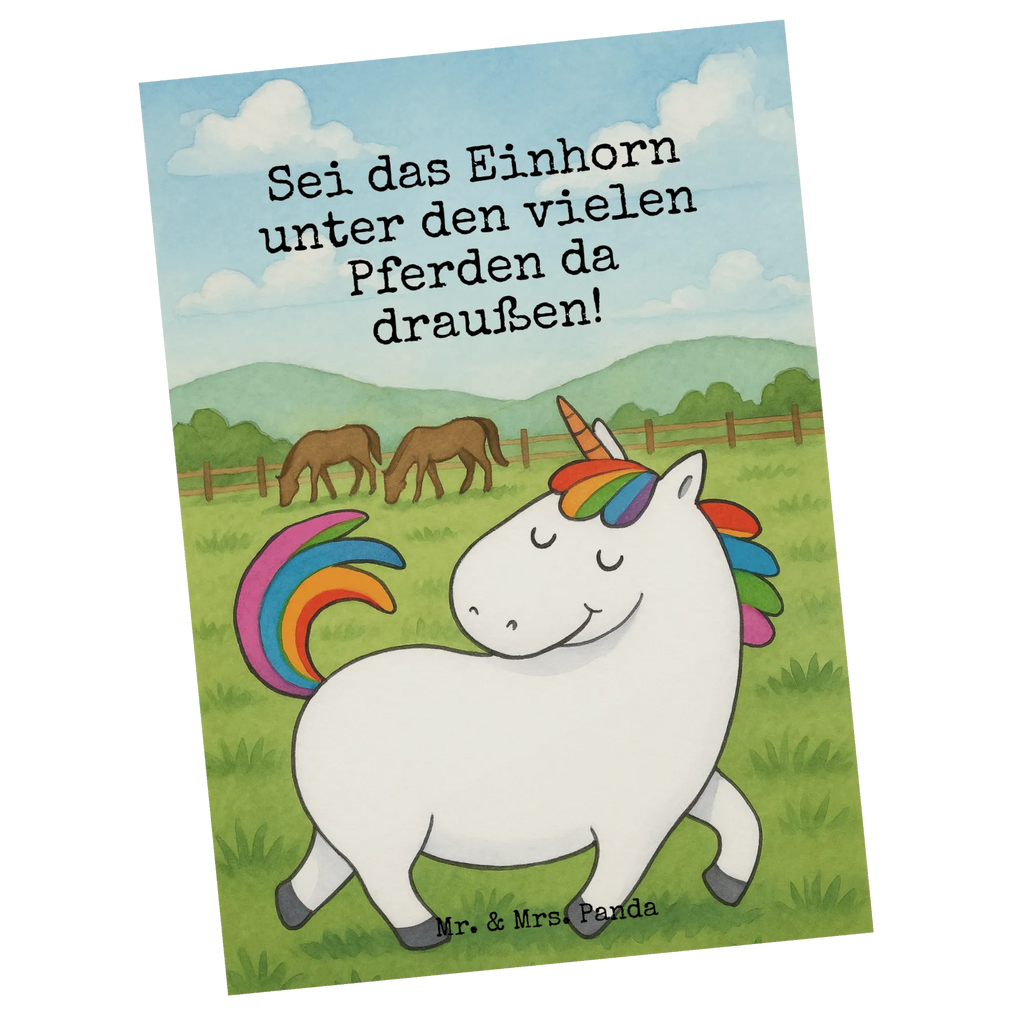 Postkarte Einhorn Stolzieren Design Postkarte, Karte, Geschenkkarte, Grußkarte, Einladung, Ansichtskarte, Geburtstagskarte, Einladungskarte, Dankeskarte, Ansichtskarten, Einladung Geburtstag, Einladungskarten Geburtstag, Einhorn, Einhörner, Einhorn Deko, Unicorn, stolz, anders, bunt, Pferd, Reiter, Reiten, Freundin, Geschenk