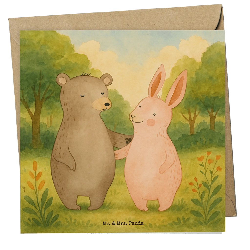 Karta Deluxe Niedźwiedź i królik Przytulać Design Karte, Grußkarte, Klappkarte, Einladungskarte, Glückwunschkarte, Hochzeitskarte, Geburtstagskarte, Hochwertige Grußkarte, Hochwertige Klappkarte, Liebe, Partner, Freund, Freundin, Ehemann, Ehefrau, Heiraten, Verlobung, Heiratsantrag, Liebesgeschenk, Jahrestag, Hocheitstag, Freunde, bester Freund, Hase, Bär, Bärchen, best friends