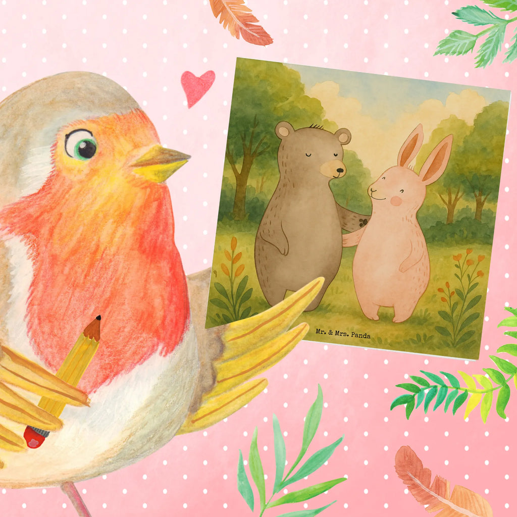 Karta Deluxe Niedźwiedź i królik Przytulać Design Karte, Grußkarte, Klappkarte, Einladungskarte, Glückwunschkarte, Hochzeitskarte, Geburtstagskarte, Hochwertige Grußkarte, Hochwertige Klappkarte, Liebe, Partner, Freund, Freundin, Ehemann, Ehefrau, Heiraten, Verlobung, Heiratsantrag, Liebesgeschenk, Jahrestag, Hocheitstag, Freunde, bester Freund, Hase, Bär, Bärchen, best friends