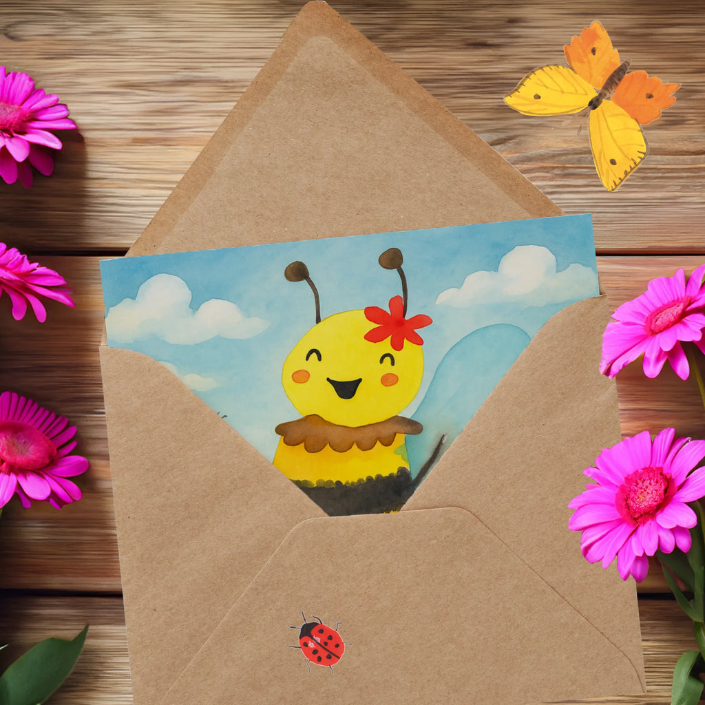 Deluxe Karte Biene Happy Design Karte, Grußkarte, Klappkarte, Einladungskarte, Glückwunschkarte, Hochzeitskarte, Geburtstagskarte, Hochwertige Grußkarte, Hochwertige Klappkarte, Biene, Wespe, Hummel