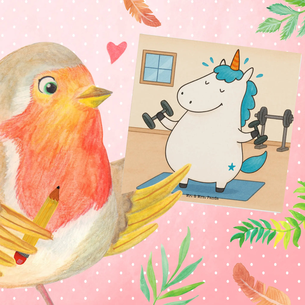 Karta Deluxe jednorożec Fitness Design Karte, Grußkarte, Klappkarte, Einladungskarte, Glückwunschkarte, Hochzeitskarte, Geburtstagskarte, Hochwertige Grußkarte, Hochwertige Klappkarte, Einhorn, Einhörner, Einhorn Deko, Unicorn, Gym, Fitness, Fitnessstudio, Diät, Abnehmen, Sport, Pumpen, Geräte, Sixpack