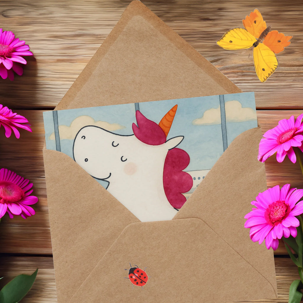 Deluxe Card unicorn Suitcase Design Karte, Grußkarte, Klappkarte, Einladungskarte, Glückwunschkarte, Hochzeitskarte, Geburtstagskarte, Hochwertige Grußkarte, Hochwertige Klappkarte, Einhorn, Einhörner, Einhorn Deko, Unicorn, unicorn, Koffer, Verreisen, Reise, Gepäck, Abenteuer, Erwachsen, Kind, albern, Spaß, lustig, witzig