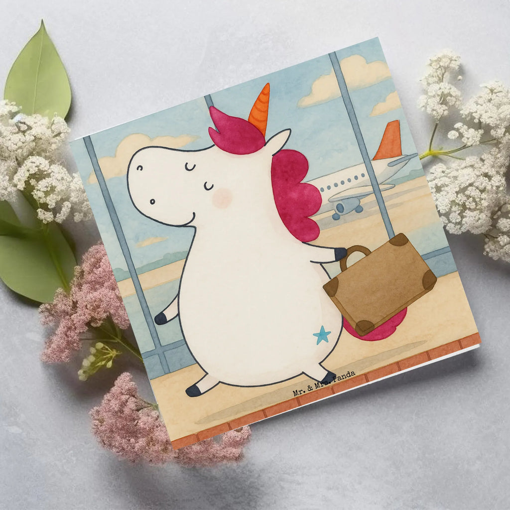 Deluxe Card unicorn Suitcase Design Karte, Grußkarte, Klappkarte, Einladungskarte, Glückwunschkarte, Hochzeitskarte, Geburtstagskarte, Hochwertige Grußkarte, Hochwertige Klappkarte, Einhorn, Einhörner, Einhorn Deko, Unicorn, unicorn, Koffer, Verreisen, Reise, Gepäck, Abenteuer, Erwachsen, Kind, albern, Spaß, lustig, witzig