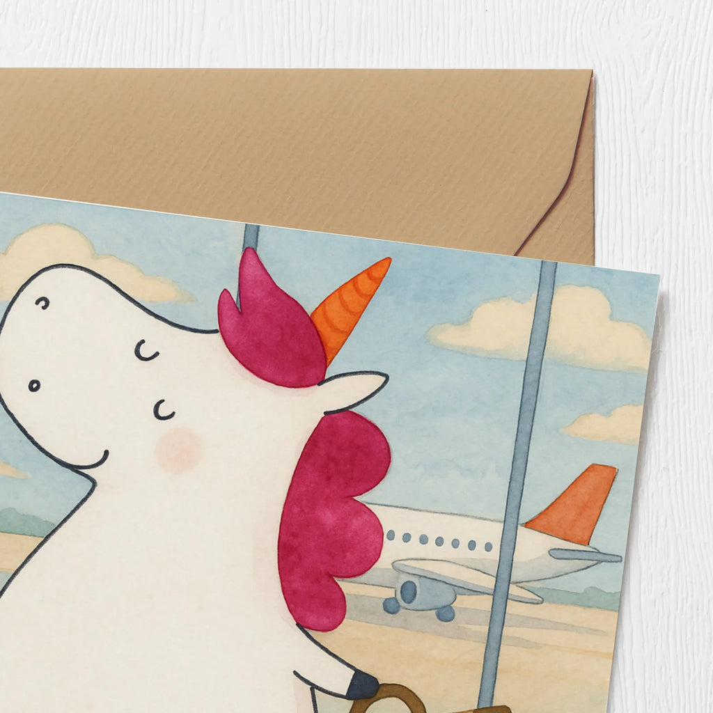 Deluxe Card unicorn Suitcase Design Karte, Grußkarte, Klappkarte, Einladungskarte, Glückwunschkarte, Hochzeitskarte, Geburtstagskarte, Hochwertige Grußkarte, Hochwertige Klappkarte, Einhorn, Einhörner, Einhorn Deko, Unicorn, unicorn, Koffer, Verreisen, Reise, Gepäck, Abenteuer, Erwachsen, Kind, albern, Spaß, lustig, witzig
