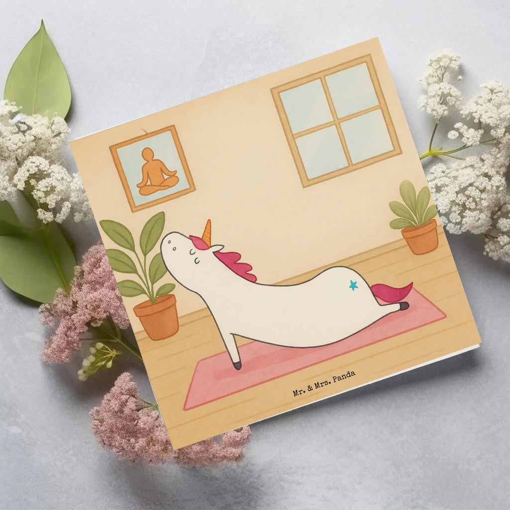 Karta Deluxe jednorożec joga Design Karte, Grußkarte, Klappkarte, Einladungskarte, Glückwunschkarte, Hochzeitskarte, Geburtstagskarte, Hochwertige Grußkarte, Hochwertige Klappkarte, Einhorn, Einhörner, Einhorn Deko, Unicorn, Yoga, Namaste, Achtsamkeit, Entspannung, Joga, Yogamatte, Sport, lustig, witzig, süß