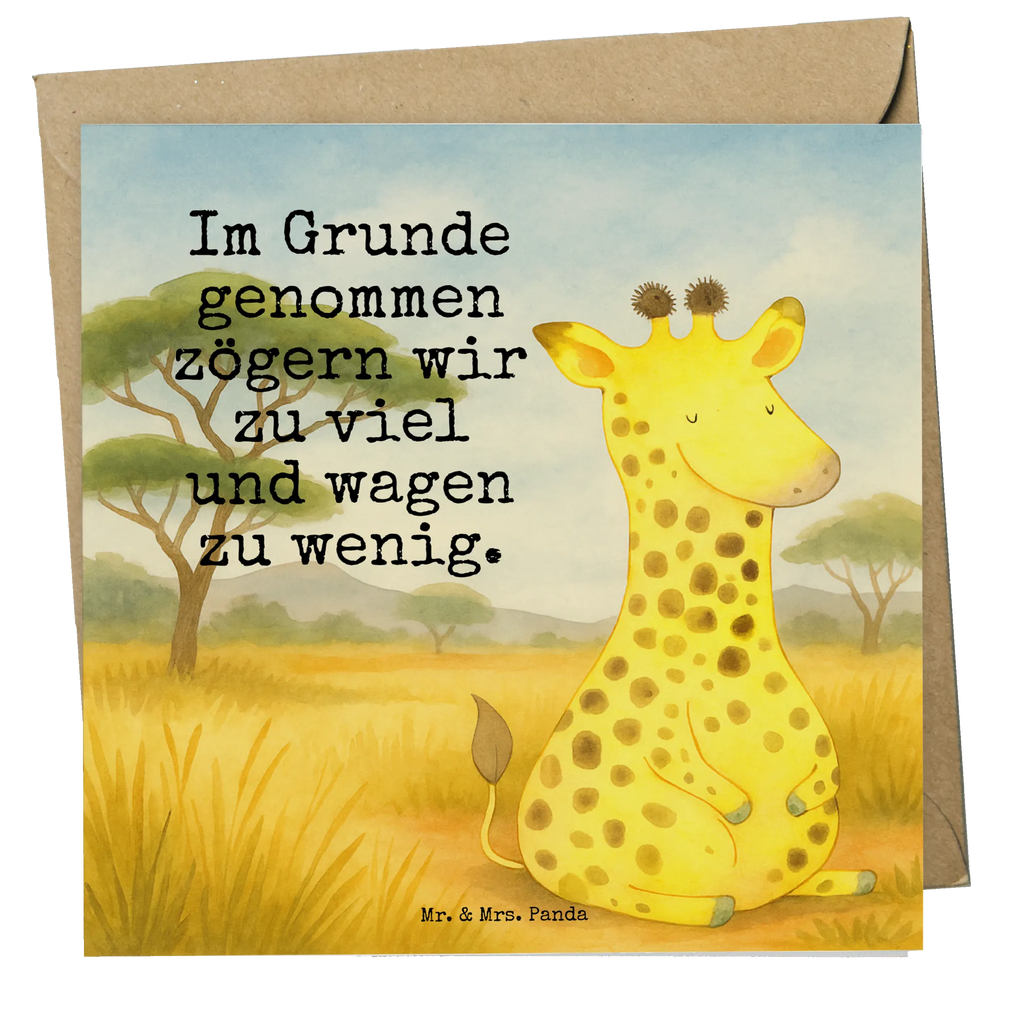 Deluxe Card giraffe Satisfied Design Karte, Grußkarte, Klappkarte, Einladungskarte, Glückwunschkarte, Hochzeitskarte, Geburtstagskarte, Hochwertige Grußkarte, Hochwertige Klappkarte, Afrika, Wildtiere, Giraffe, Zufrieden, Glück, Abenteuer