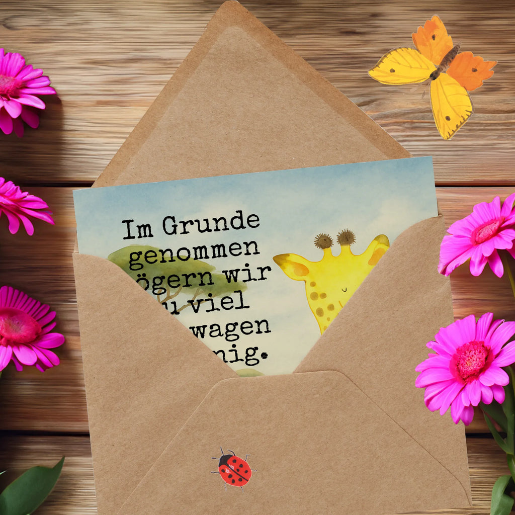 Deluxe Card giraffe Satisfied Design Karte, Grußkarte, Klappkarte, Einladungskarte, Glückwunschkarte, Hochzeitskarte, Geburtstagskarte, Hochwertige Grußkarte, Hochwertige Klappkarte, Afrika, Wildtiere, Giraffe, Zufrieden, Glück, Abenteuer