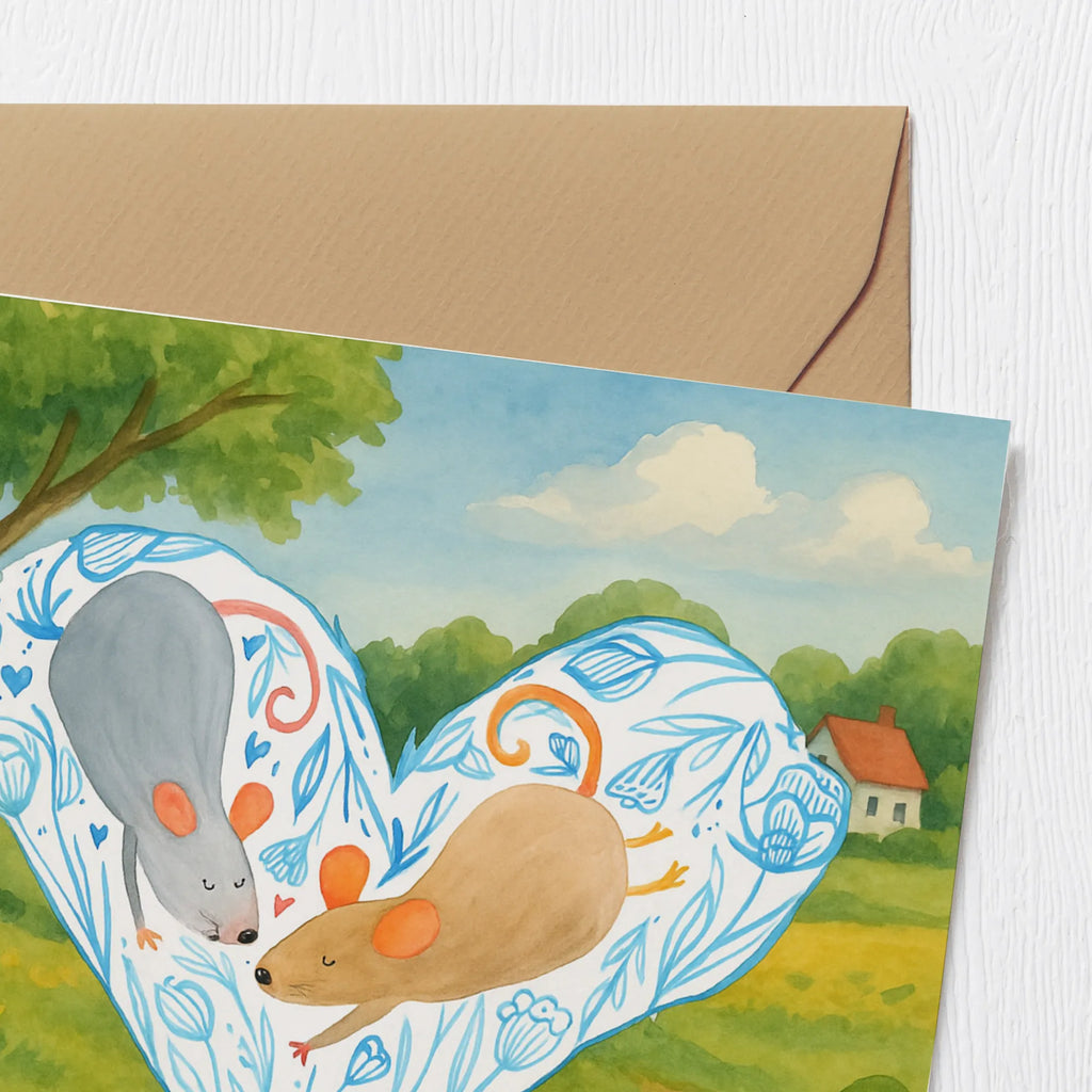 Karta Deluxe Myszy serce Design Karte, Grußkarte, Klappkarte, Einladungskarte, Glückwunschkarte, Hochzeitskarte, Geburtstagskarte, Hochwertige Grußkarte, Hochwertige Klappkarte, Liebe, Partner, Freund, Freundin, Ehemann, Ehefrau, Heiraten, Verlobung, Heiratsantrag, Liebesgeschenk, Jahrestag, Hocheitstag, Maus, Mäuse, Liebesbotschaft, Liebesbeweis, Hochzeit, Lieblingsmensch, Gemeinsamkeit, Love, Geschenk für zwei