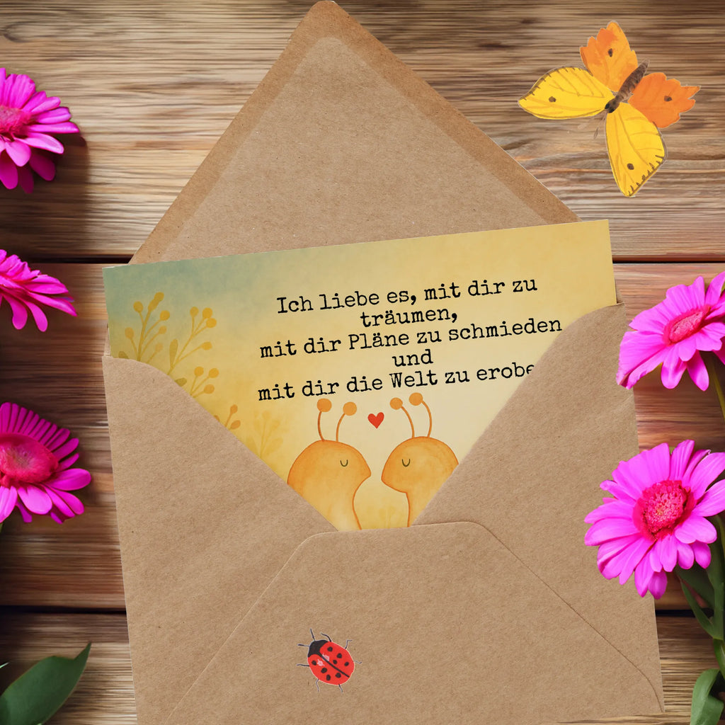 Deluxe Card Snails in love Design Karte, Grußkarte, Klappkarte, Einladungskarte, Glückwunschkarte, Hochzeitskarte, Geburtstagskarte, Hochwertige Grußkarte, Hochwertige Klappkarte, Liebe, Partner, Freund, Freundin, Ehemann, Ehefrau, Heiraten, Verlobung, Heiratsantrag, Liebesgeschenk, Jahrestag, Hocheitstag