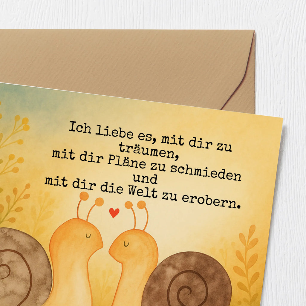Deluxe Card Snails in love Design Karte, Grußkarte, Klappkarte, Einladungskarte, Glückwunschkarte, Hochzeitskarte, Geburtstagskarte, Hochwertige Grußkarte, Hochwertige Klappkarte, Liebe, Partner, Freund, Freundin, Ehemann, Ehefrau, Heiraten, Verlobung, Heiratsantrag, Liebesgeschenk, Jahrestag, Hocheitstag