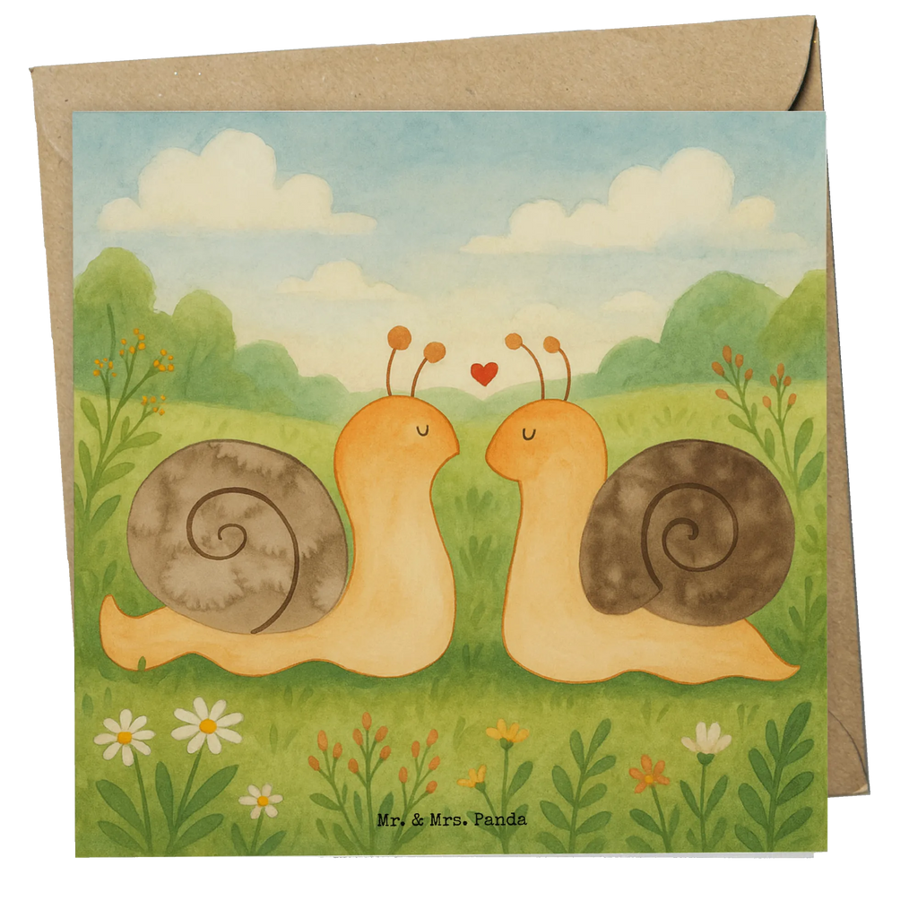 Deluxe Card Snails in love Design Karte, Grußkarte, Klappkarte, Einladungskarte, Glückwunschkarte, Hochzeitskarte, Geburtstagskarte, Hochwertige Grußkarte, Hochwertige Klappkarte, Liebe, Partner, Freund, Freundin, Ehemann, Ehefrau, Heiraten, Verlobung, Heiratsantrag, Liebesgeschenk, Jahrestag, Hocheitstag