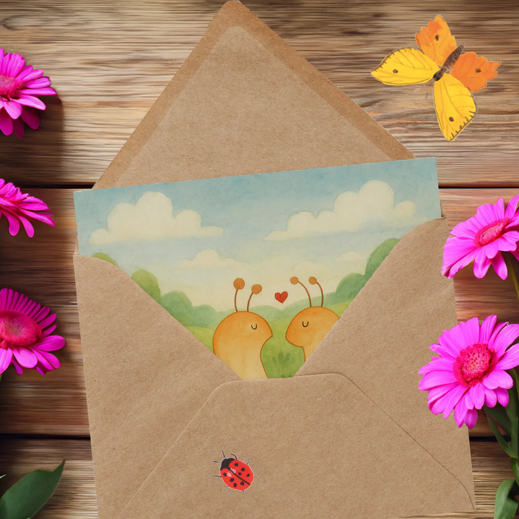 Deluxe Card Snails in love Design Karte, Grußkarte, Klappkarte, Einladungskarte, Glückwunschkarte, Hochzeitskarte, Geburtstagskarte, Hochwertige Grußkarte, Hochwertige Klappkarte, Liebe, Partner, Freund, Freundin, Ehemann, Ehefrau, Heiraten, Verlobung, Heiratsantrag, Liebesgeschenk, Jahrestag, Hocheitstag