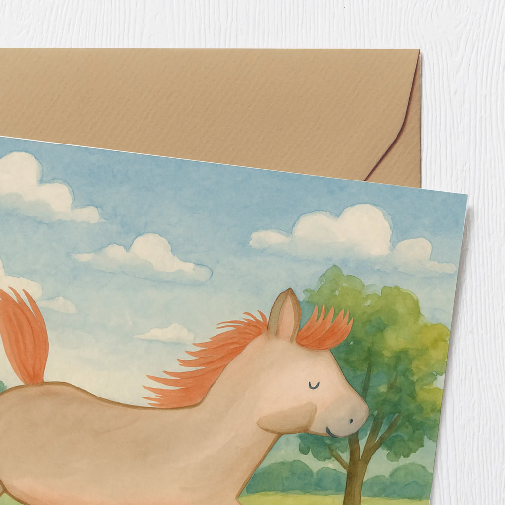 Karta Deluxe koń skakać Design Karte, Grußkarte, Klappkarte, Einladungskarte, Glückwunschkarte, Hochzeitskarte, Geburtstagskarte, Hochwertige Grußkarte, Hochwertige Klappkarte, Bauernhof, Hoftiere, Landwirt, Landwirtin, Pferd, Pony, Pferde, Stall, Pferdestall, ausreiten, reiten, Pferdebesitzer