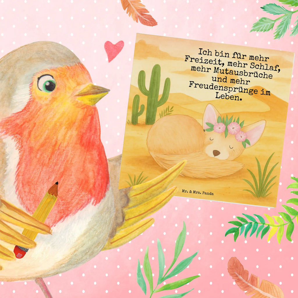 Deluxe Karte Wüstenfuchs Blumen Design Karte, Grußkarte, Klappkarte, Einladungskarte, Glückwunschkarte, Hochzeitskarte, Geburtstagskarte, Hochwertige Grußkarte, Hochwertige Klappkarte, Afrika, Wildtiere, Wüste, Wüstenfuchs, Blumen, Blumenkranz, Glücklich