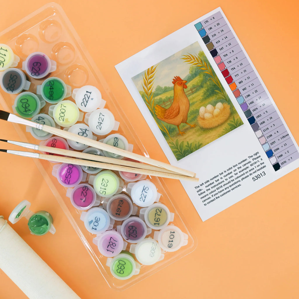 Paint by Numbers Chicken Proud Design Kreativität, Baseln, DIY, Bastelidee, Kunstwerk, Malen, Ausmalbild, Malen nach Zahlen, Künstler, Bauernhof, Hoftiere, Landwirt, Landwirtin, Spruch, Schwangerschaft, Motivation, Geburt, Hahn, Eier, Hof, Hühner, Landleben, Magie, Henne