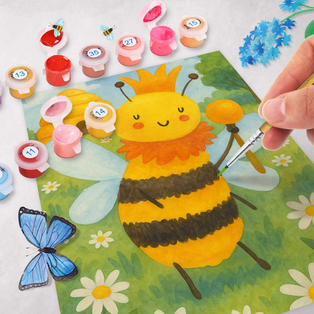 Paint by Numbers bee king Design Malen, Malen nach Zahlen, Bastelidee, Baseln, Künstler, Kunstwerk, Kreativität, DIY, Ausmalbild, Biene, Wespe, Hummel