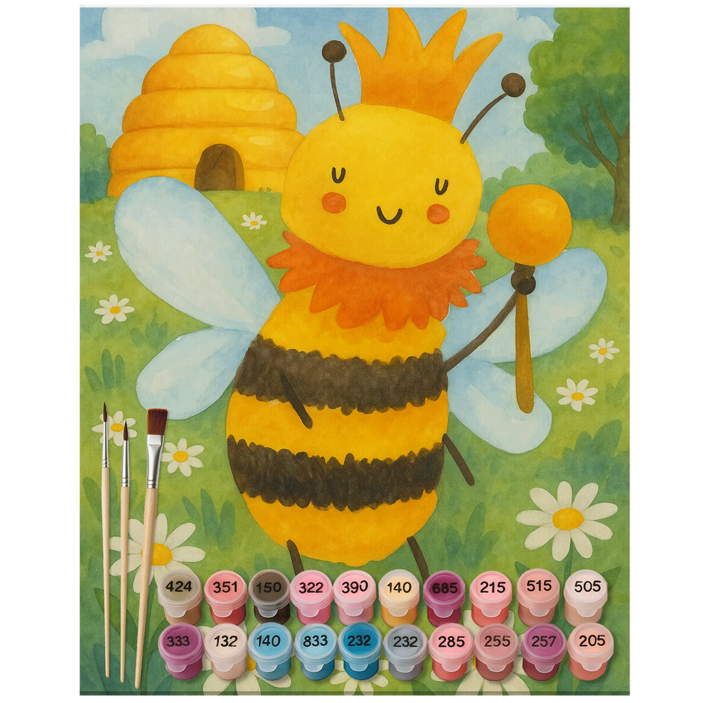 Paint by Numbers bee king Design Malen, Malen nach Zahlen, Bastelidee, Baseln, Künstler, Kunstwerk, Kreativität, DIY, Ausmalbild, Biene, Wespe, Hummel