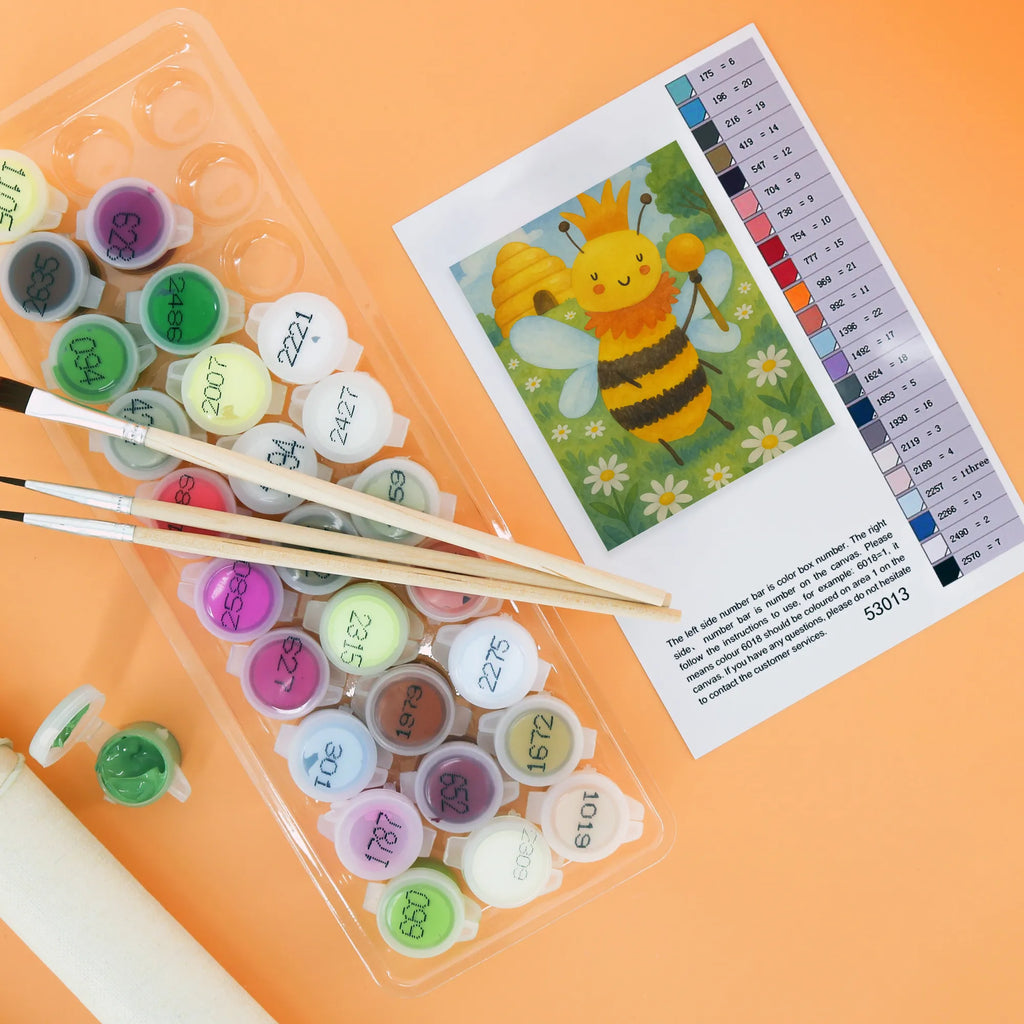 Paint by Numbers bee king Design Malen, Malen nach Zahlen, Bastelidee, Baseln, Künstler, Kunstwerk, Kreativität, DIY, Ausmalbild, Biene, Wespe, Hummel