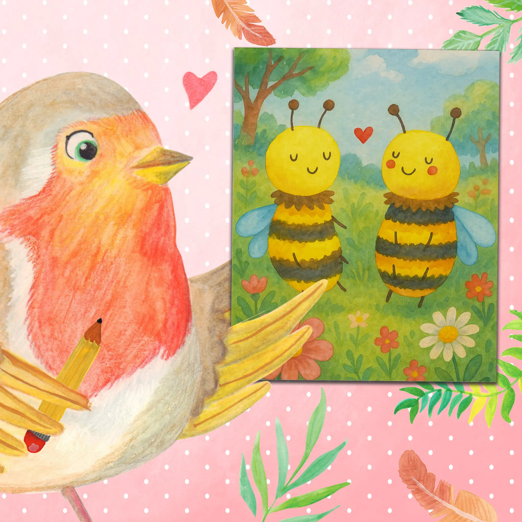 Paint by Numbers bee In love Design Kreativität, DIY, Künstler, Malen, Kunstwerk, Malen nach Zahlen, Ausmalbild, Bastelidee, Baseln, Biene, Wespe, Hummel