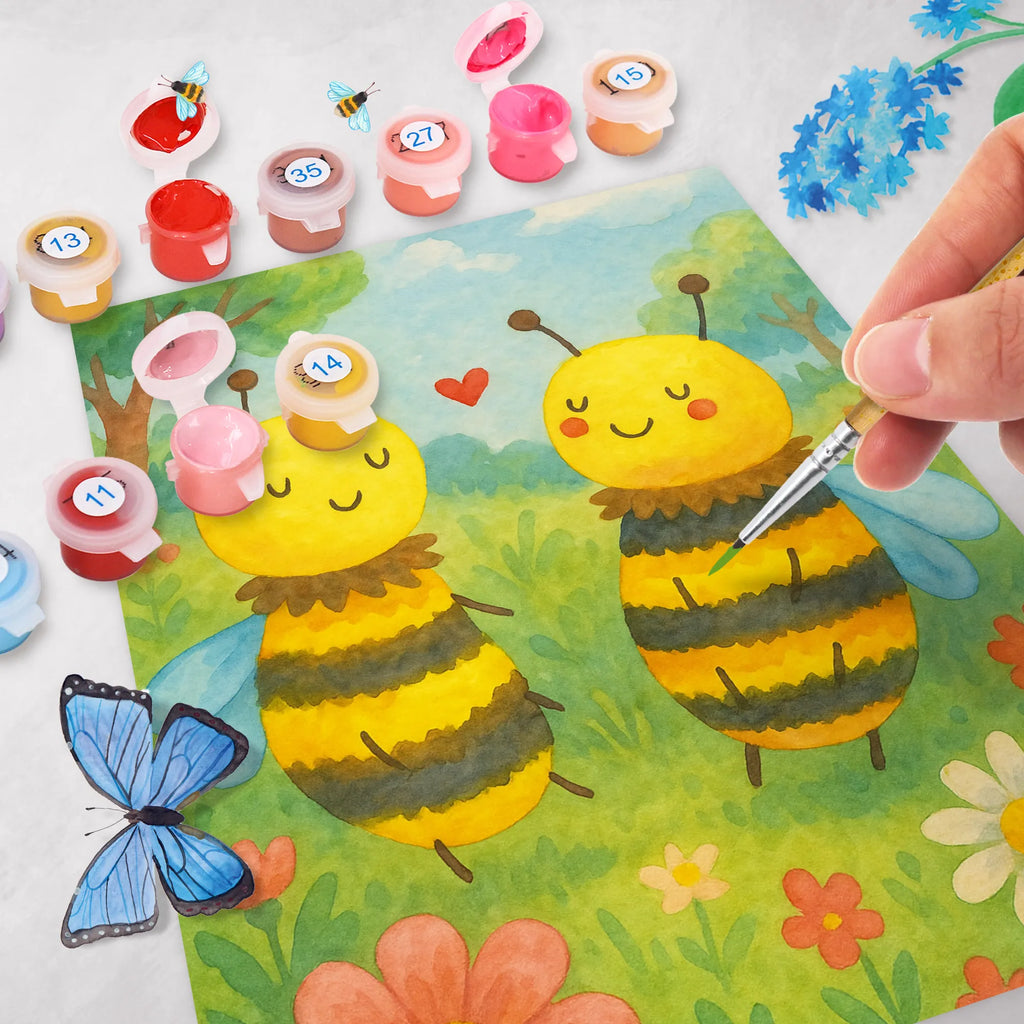 Paint by Numbers bee In love Design Kreativität, DIY, Künstler, Malen, Kunstwerk, Malen nach Zahlen, Ausmalbild, Bastelidee, Baseln, Biene, Wespe, Hummel