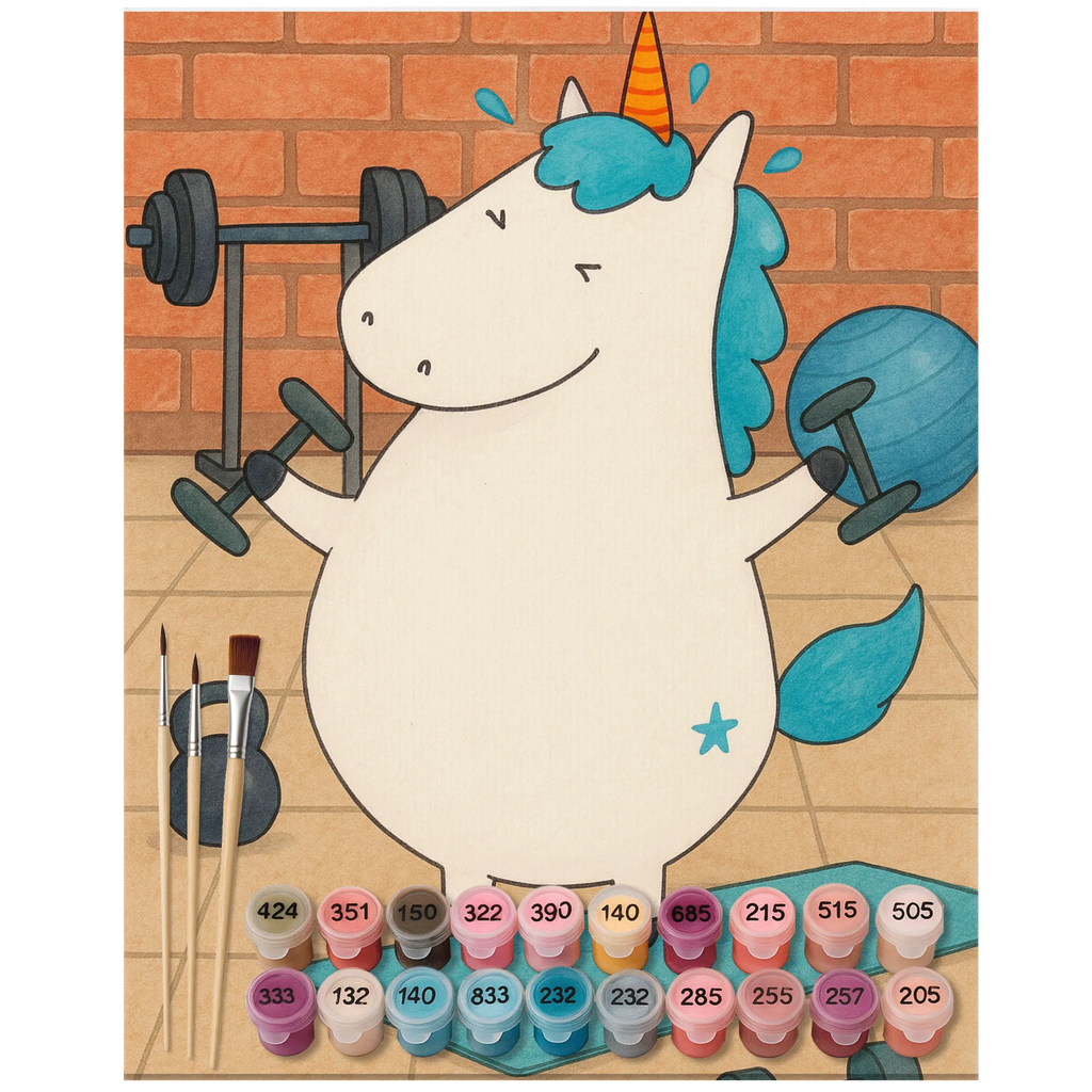 Paint by Numbers unicorn fitness Design Baseln, Kreativität, Malen, Künstler, Malen nach Zahlen, Ausmalbild, DIY, Kunstwerk, Bastelidee, Einhorn, Einhörner, Einhorn Deko, Unicorn, Diät, Fitness, Gym, Sport, Geräte, Fitnessstudio, Pumpen, Abnehmen, Sixpack
