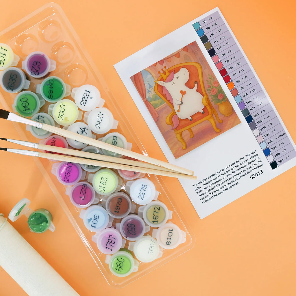 Paint by Numbers unicorn princess Design Ausmalbild, Baseln, Bastelidee, Kunstwerk, DIY, Malen, Künstler, Kreativität, Malen nach Zahlen, Einhorn, Einhörner, Einhorn Deko, Unicorn, Monat, Geschenk, Geburtstagsgeschenk, Prinzessin, Geburtstag