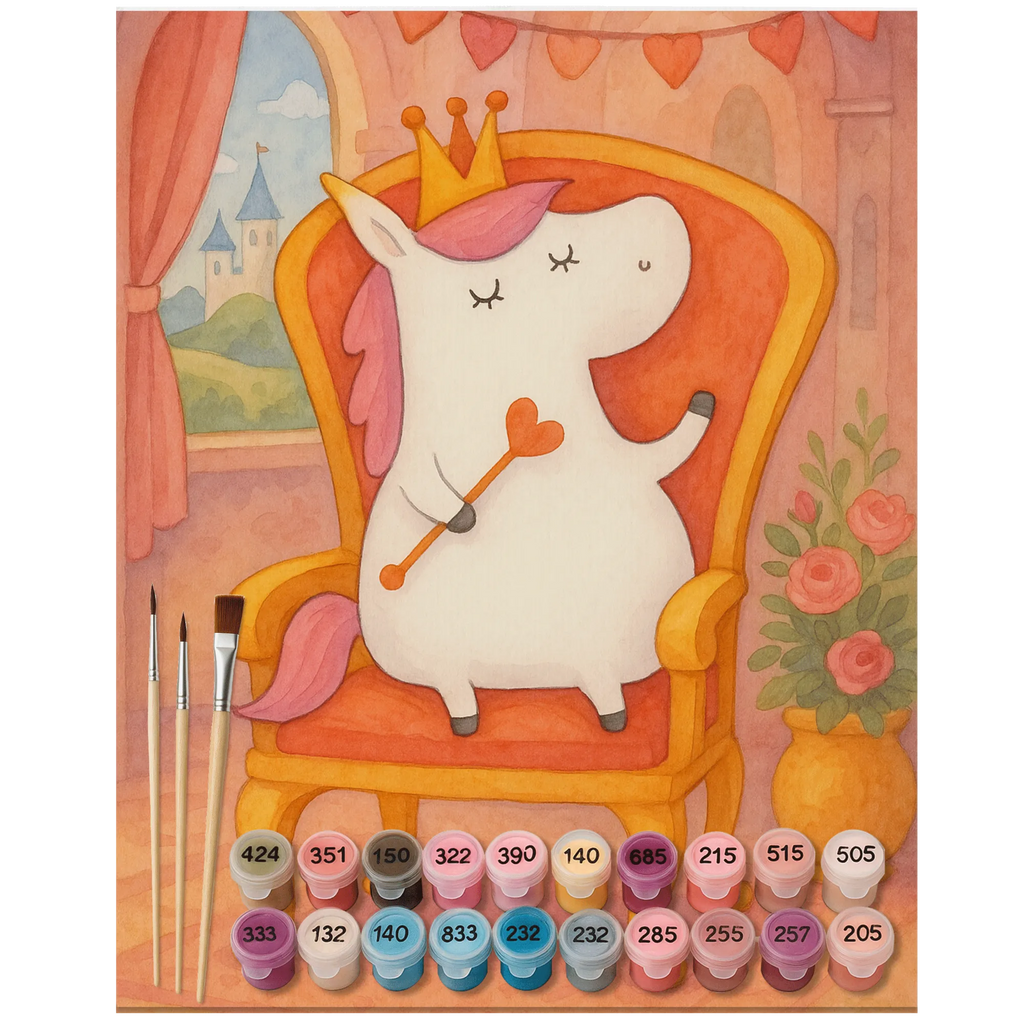 Paint by Numbers unicorn princess Design Ausmalbild, Baseln, Bastelidee, Kunstwerk, DIY, Malen, Künstler, Kreativität, Malen nach Zahlen, Einhorn, Einhörner, Einhorn Deko, Unicorn, Monat, Geschenk, Geburtstagsgeschenk, Prinzessin, Geburtstag