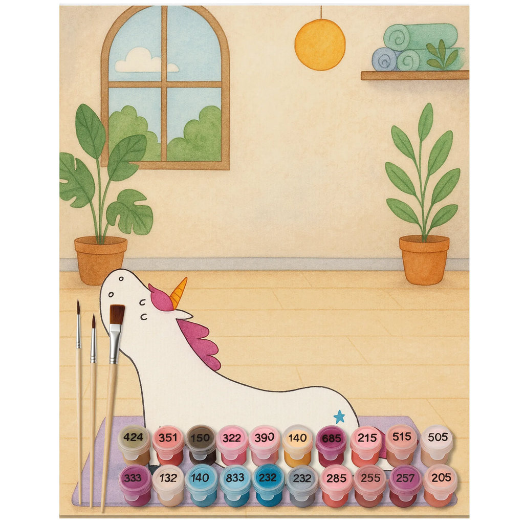 Paint by Numbers unicorn yoga Design Bastelidee, Malen nach Zahlen, Malen, Künstler, DIY, Kunstwerk, Baseln, Ausmalbild, Kreativität, Einhorn, Einhörner, Einhorn Deko, Unicorn, Achtsamkeit, Namaste, witzig, Joga, Yogamatte, Entspannung, süß, Sport, lustig, Yoga