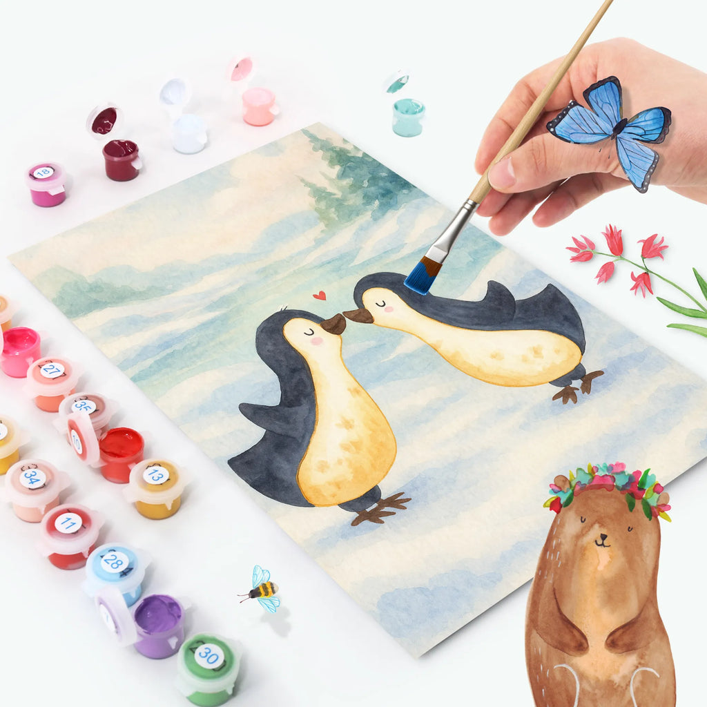 Malowanie według numerów Pingwin Miłość Design Miłość, partner, przyjaciel, przyjaciółka, mąż, żona, wesele, zaręczyny, prośba o rękę, prezent miłosny, rocznica, dzień ślubu