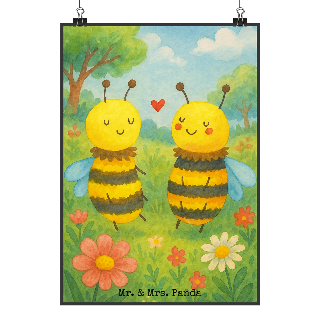 Poster bee In love Design Designposter, Bild, Handgemaltes Poster, Kunstdruck, Mr. & Mrs. Panda Poster, Wanddeko, Wanddeko Bild, Wanddekoration, Küchenposter, Poster, Raumdekoration, Posterdruck, Wandposter, Kinderposter, Biene, Wespe, Hummel