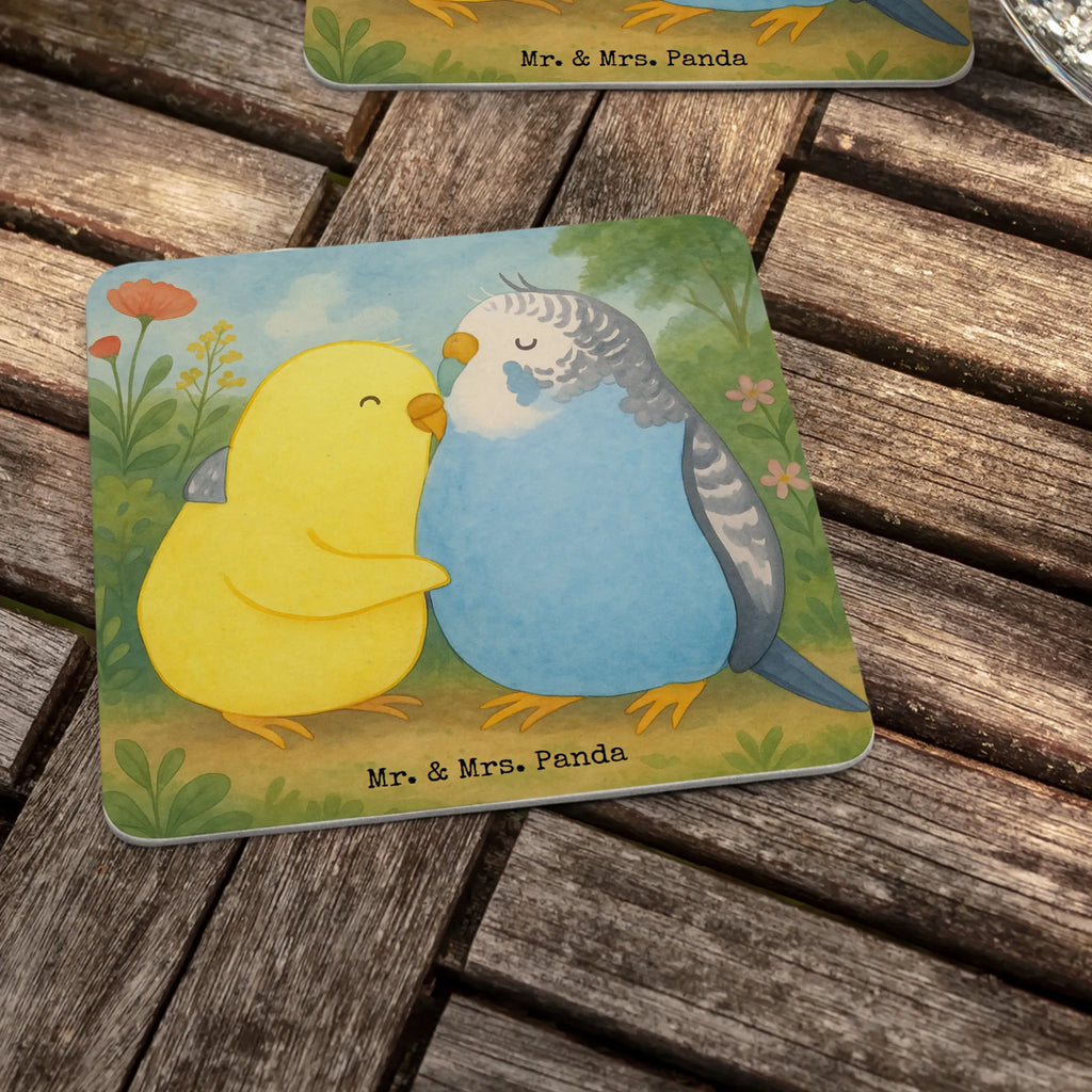 Bierdeckel Wellensittich Liebe Design Gastgeschenk Hochzeit, Hocheitstag, Jahrestag, Freund, Liebesgeschenk, Ehemann, Ehefrau, Liebe, Freundin, Partner, Heiratsantrag, Verlobung, Heiraten, Wellensittich, Kuscheln, Nähe, Vögel, Vertrauen