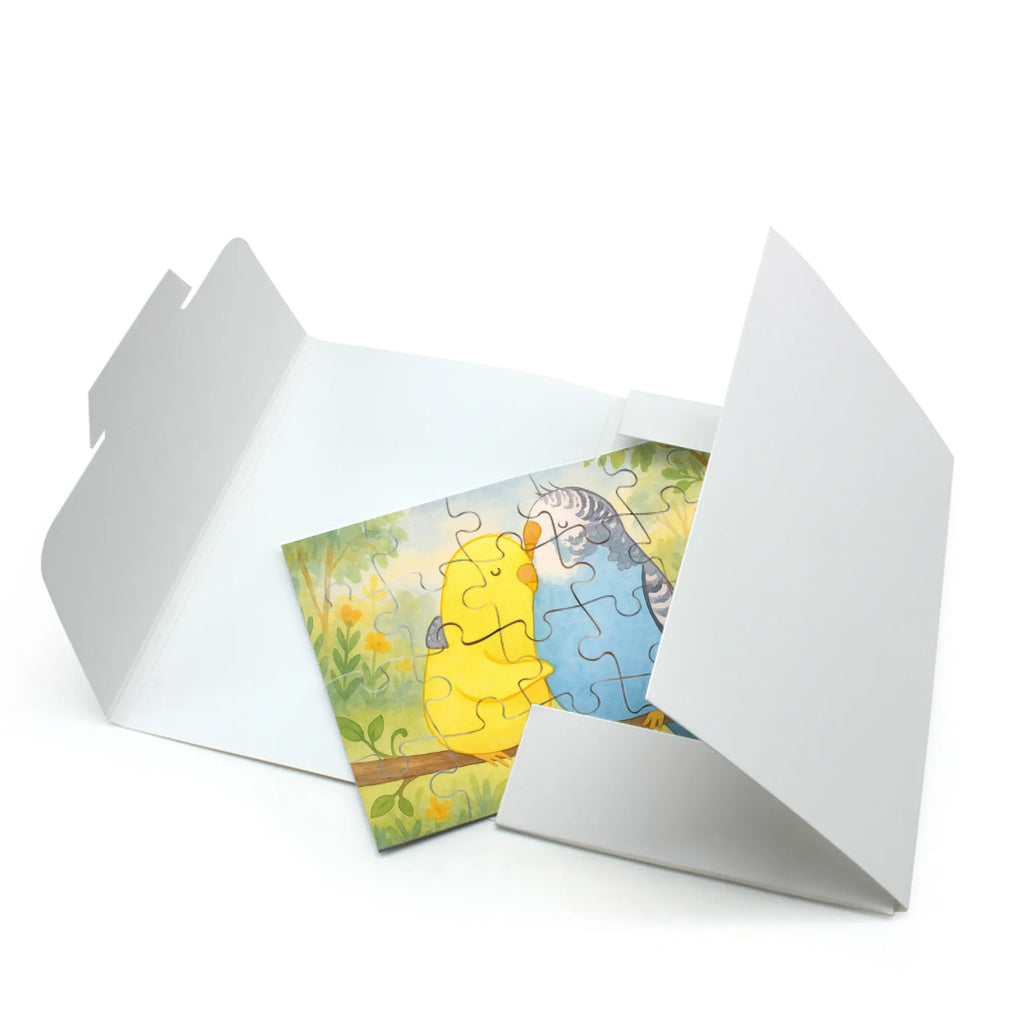 Puzzle Wellensittich Liebe Design Puzzle, Freundin, Partner, Ehemann, Liebe, Ehefrau, Jahrestag, Heiraten, Heiratsantrag, Freund, Hocheitstag, Verlobung, Liebesgeschenk, Wellensittich, Vögel, Kuscheln, Vertrauen, Nähe