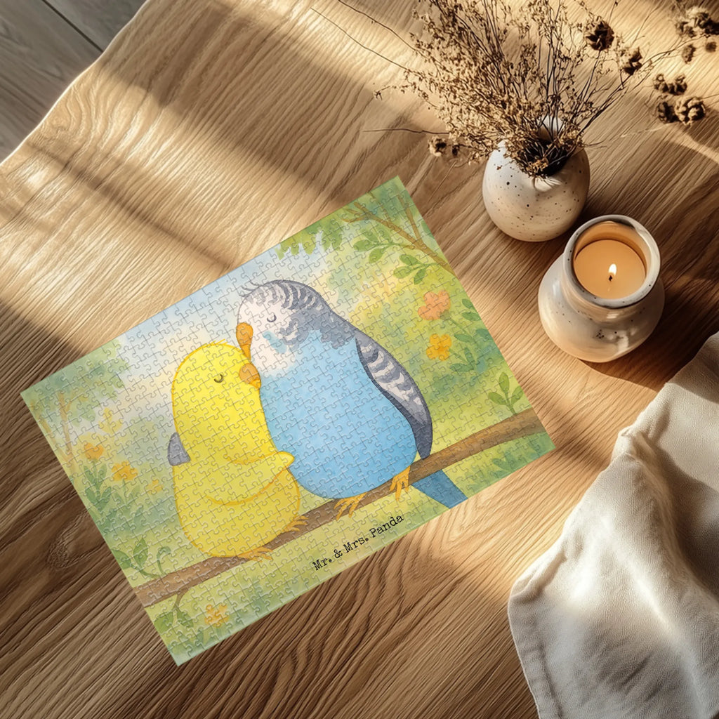 Puzzle Wellensittich Liebe Design Puzzle, Freundin, Partner, Ehemann, Liebe, Ehefrau, Jahrestag, Heiraten, Heiratsantrag, Freund, Hocheitstag, Verlobung, Liebesgeschenk, Wellensittich, Vögel, Kuscheln, Vertrauen, Nähe
