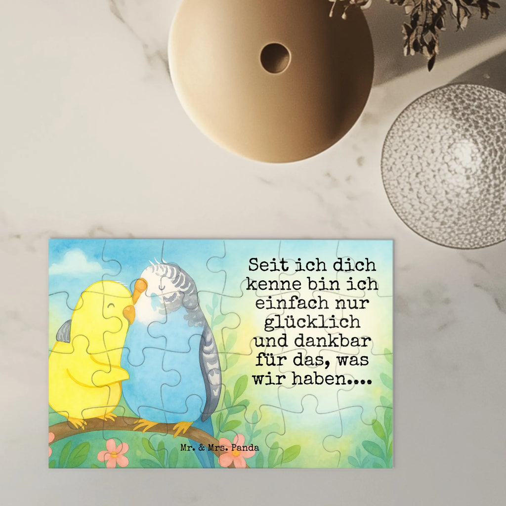 Puzzle Wellensittich Liebe Design Puzzle, Freundin, Partner, Ehemann, Liebe, Ehefrau, Jahrestag, Heiraten, Heiratsantrag, Freund, Hocheitstag, Verlobung, Liebesgeschenk, Wellensittich, Vögel, Kuscheln, Vertrauen, Nähe