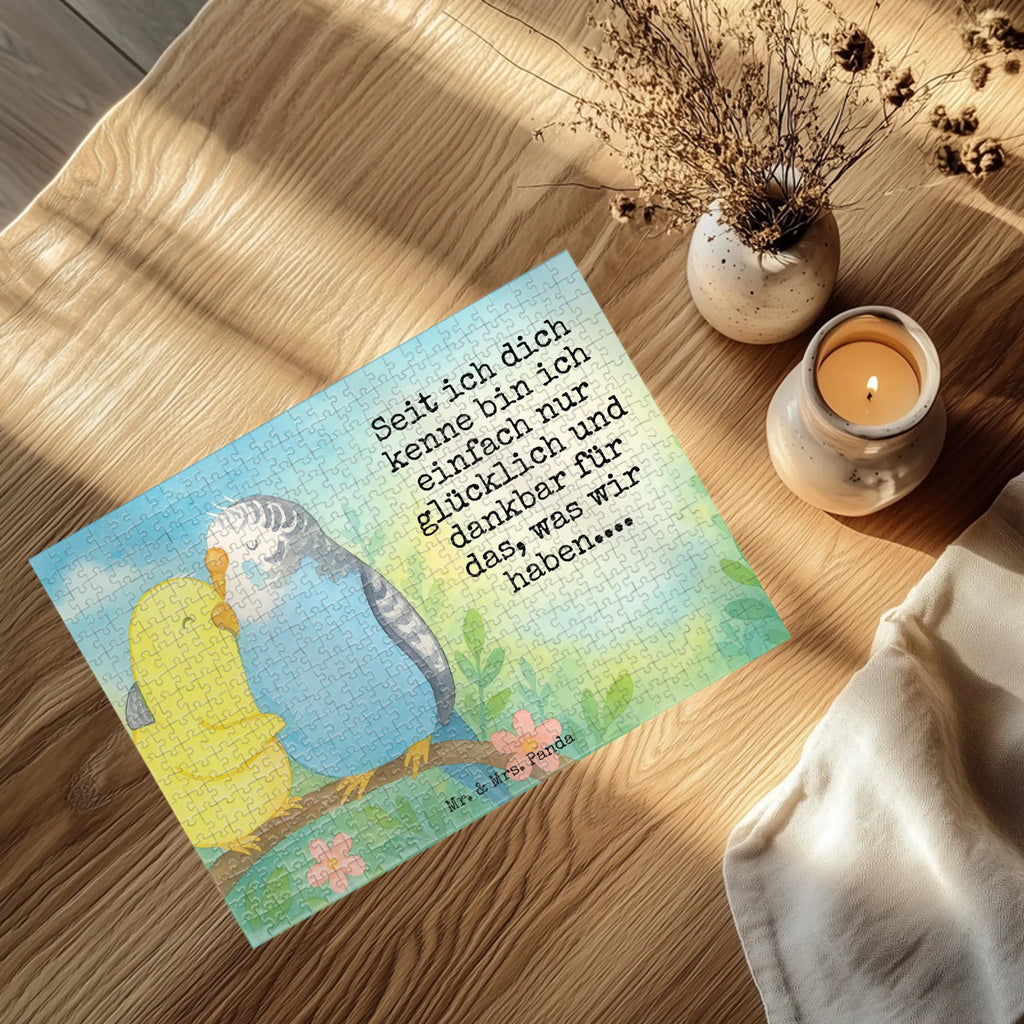 Puzzle Wellensittich Liebe Design Puzzle, Freundin, Partner, Ehemann, Liebe, Ehefrau, Jahrestag, Heiraten, Heiratsantrag, Freund, Hocheitstag, Verlobung, Liebesgeschenk, Wellensittich, Vögel, Kuscheln, Vertrauen, Nähe
