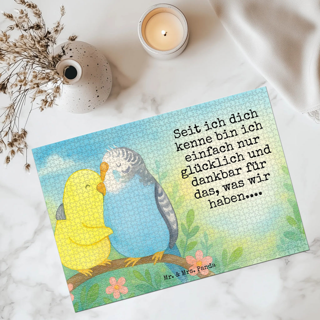 Puzzle Wellensittich Liebe Design Puzzle, Freundin, Partner, Ehemann, Liebe, Ehefrau, Jahrestag, Heiraten, Heiratsantrag, Freund, Hocheitstag, Verlobung, Liebesgeschenk, Wellensittich, Vögel, Kuscheln, Vertrauen, Nähe