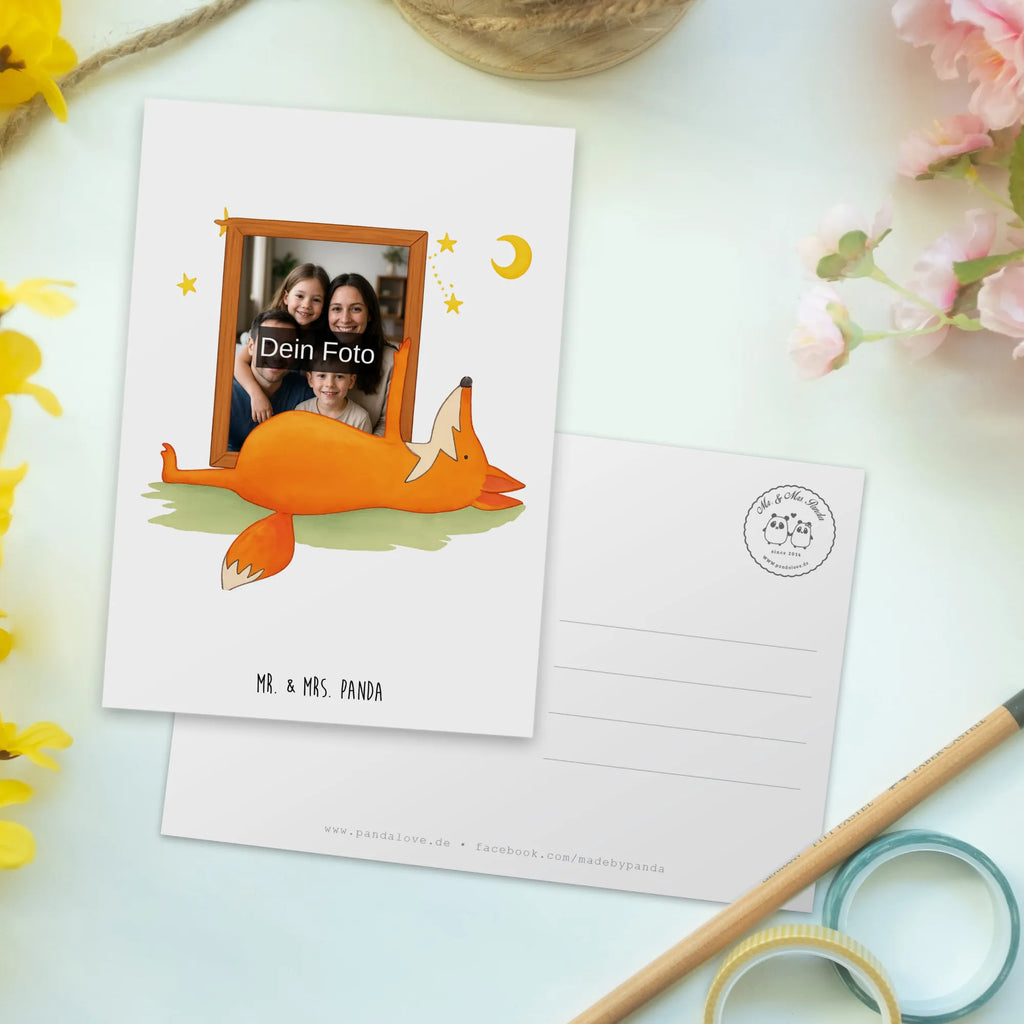Personalizowana pocztówka ze zdjęciem lis Gwiazdy Design Personalisierte Foto Postkarte, Fuchs, Füchse, tröstende Worte, Spruch positiv, Spruch schön, Romantik, Always Look on the Bright Side of Life