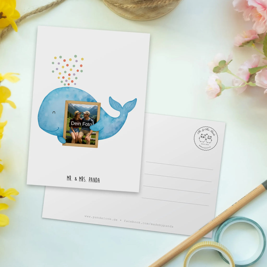 Personalized Photo Postcard whale confetti Design Personalisierte Foto Postkarte, Meerestiere, Meer, Urlaub, Wal, Konfetti, Wale, Motivation, Neuanfang, Trennung, Diät, Abnehmen, Neustart, Lebensabschnitt, Geburtstag