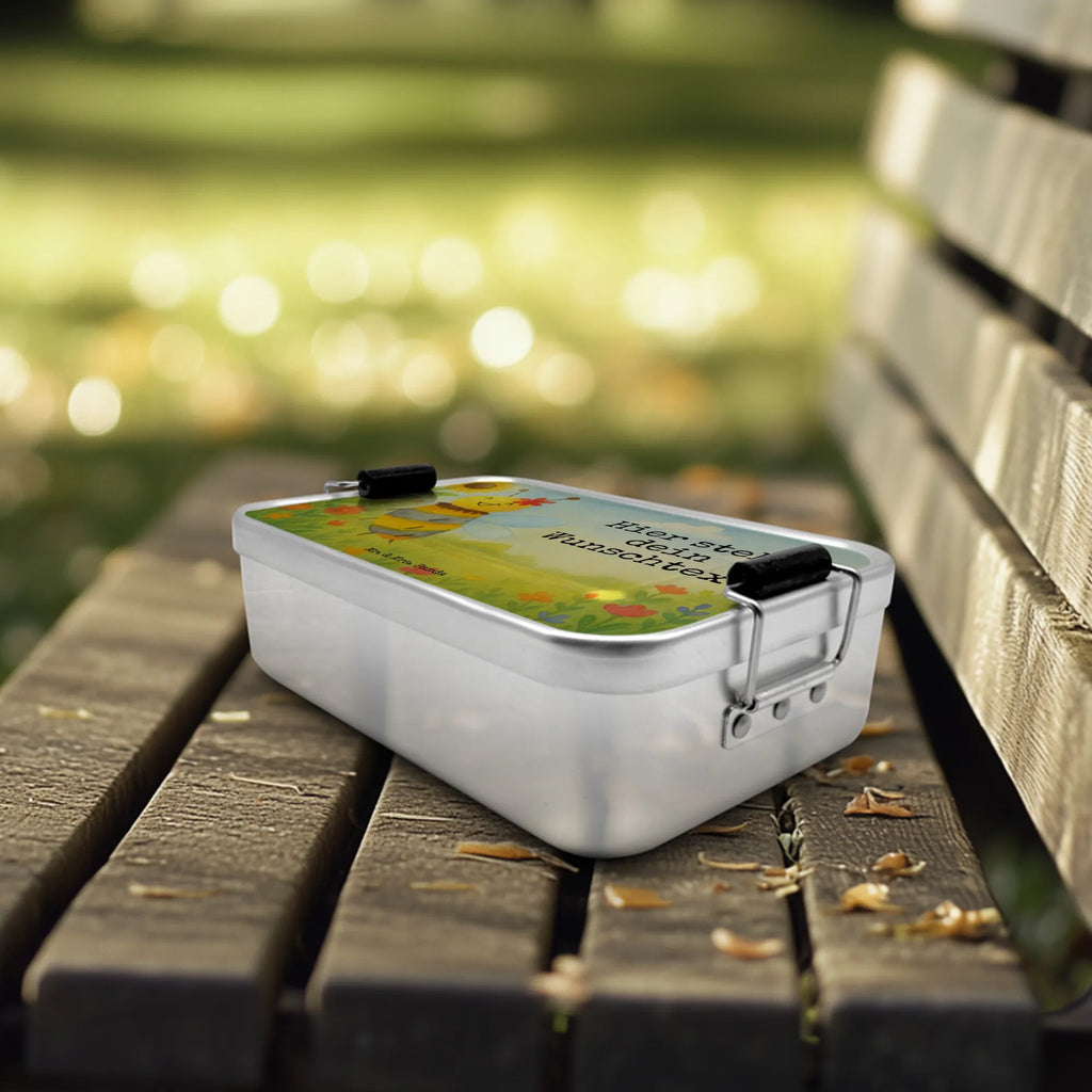 Spersonalizowany metalowy pojemnik na lunch pszczoła kwiat Design Brotdose, Brotdose mit Namen, Schule, Uni, Brotbox mit Namen, Kindergarten, Geschenk mit Namen, Brotbox, Biene, Wespe, Hummel