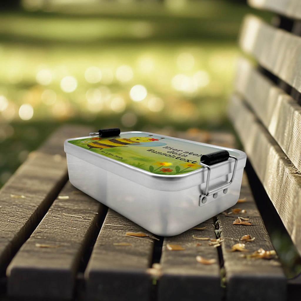 Spersonalizowany metalowy pojemnik na lunch pszczoła Szczęśliwy Design Geschenk mit Namen, Brotbox mit Namen, Schule, Brotdose mit Namen, Brotdose, Brotbox, Uni, Kindergarten, Biene, Wespe, Hummel
