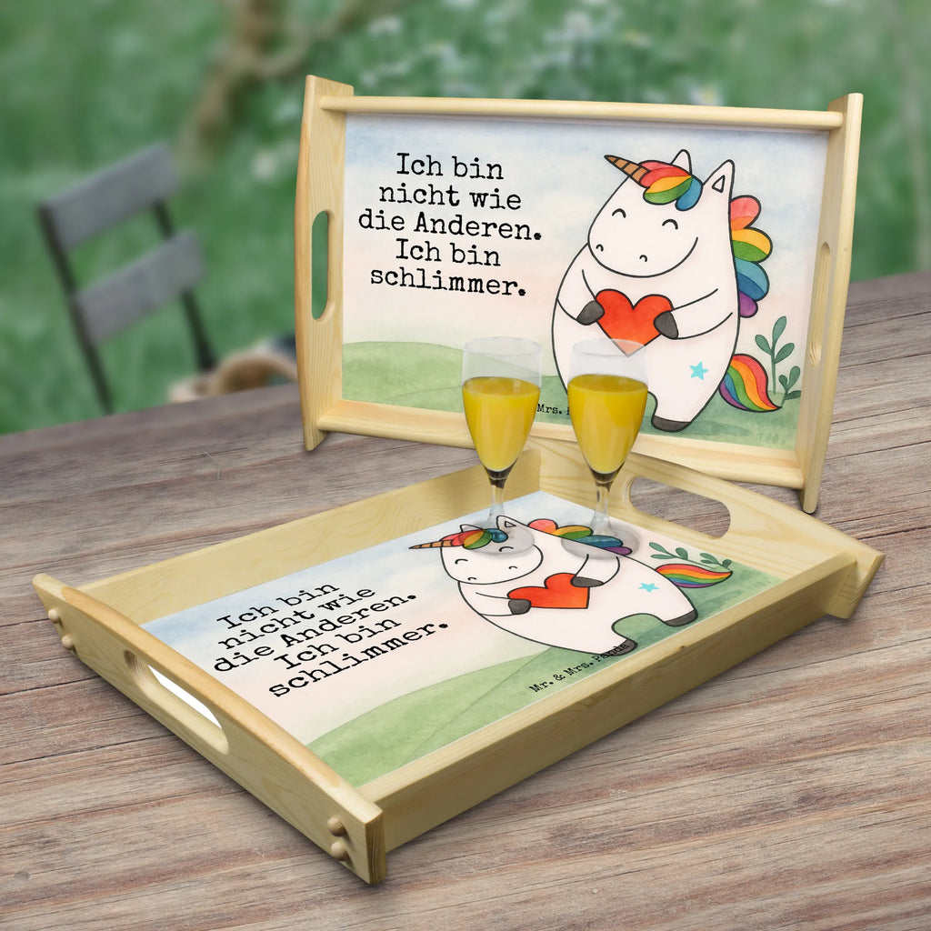 Serviertablett Einhorn Herz Design Serviertablett, Tablett, Holztablett, Küchentablett, Dekotablett, Frühstückstablett, Einhorn, Einhörner, Einhorn Deko, Unicorn, Herz, schlimm, böse, witzig, lustig, Freundin, anders, bunt