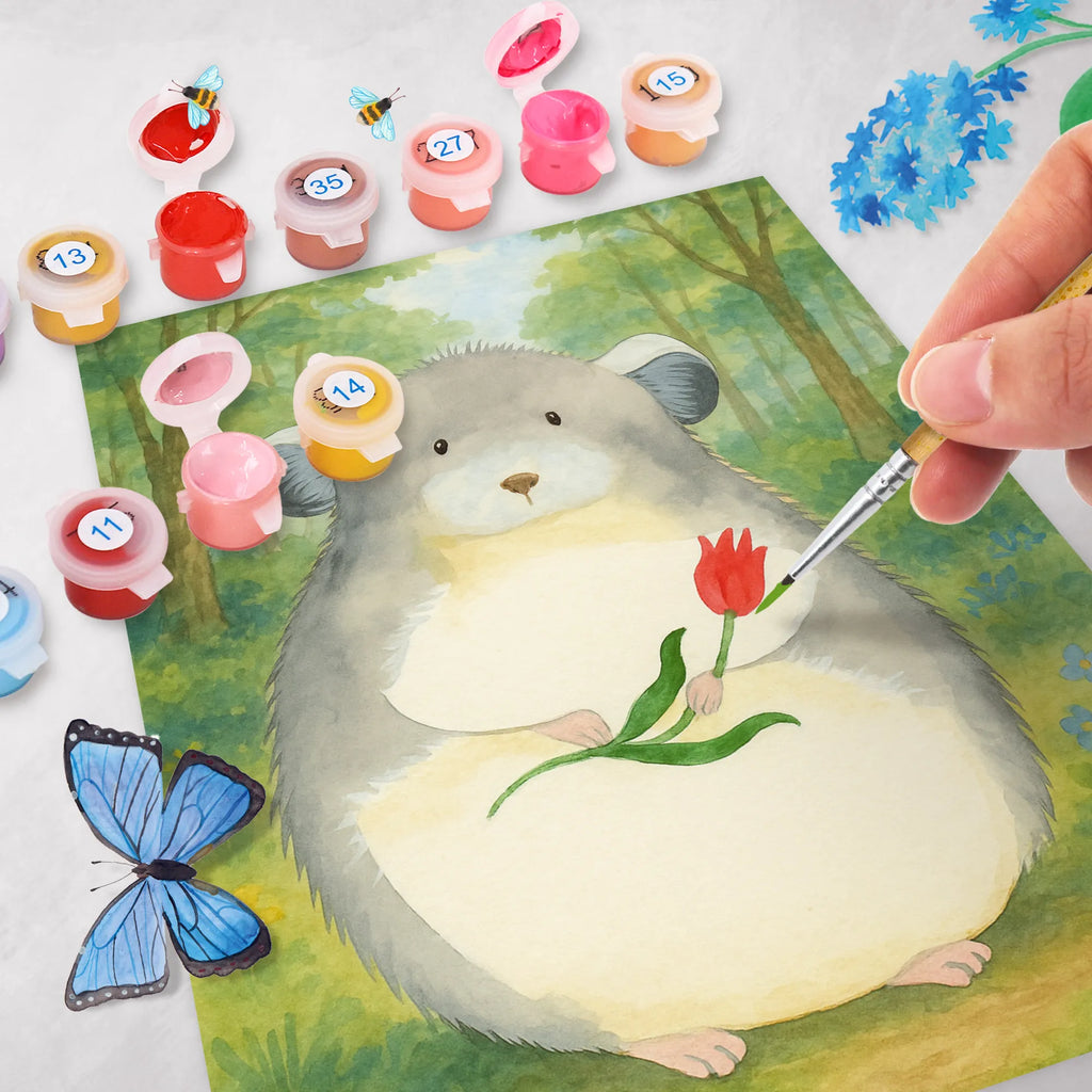 Paint by Numbers chinchilla flower Design Ausmalbild, Künstler, Baseln, Malen, Kreativität, Bastelidee, Kunstwerk, DIY, Malen nach Zahlen, Tiermotive, Gute Laune, lustige Sprüche, Tiere, traurig sein, Depressionen, Glücklichsein, Büro, Kummer, Liebeskummer, Büroalltag, Chinchillas, Chaos, Chinchilla