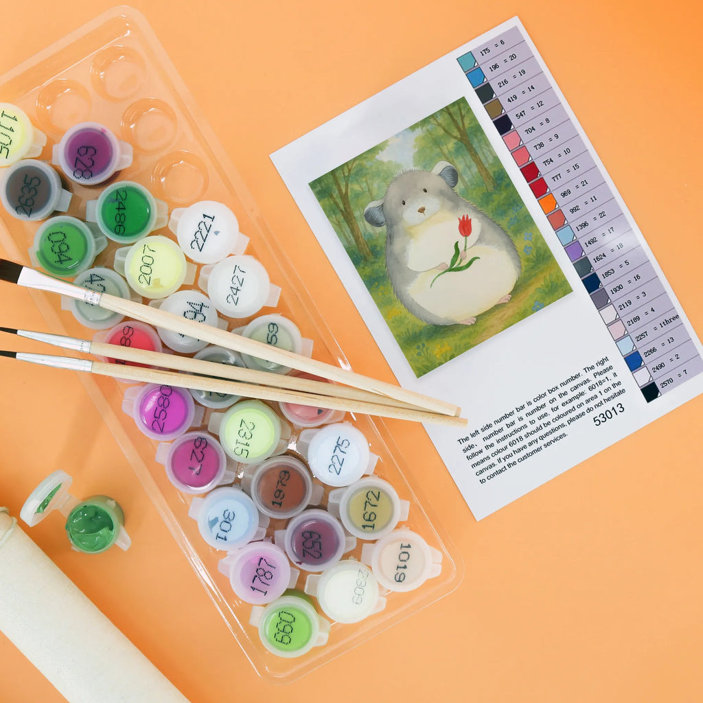 Paint by Numbers chinchilla flower Design Ausmalbild, Künstler, Baseln, Malen, Kreativität, Bastelidee, Kunstwerk, DIY, Malen nach Zahlen, Tiermotive, Gute Laune, lustige Sprüche, Tiere, traurig sein, Depressionen, Glücklichsein, Büro, Kummer, Liebeskummer, Büroalltag, Chinchillas, Chaos, Chinchilla